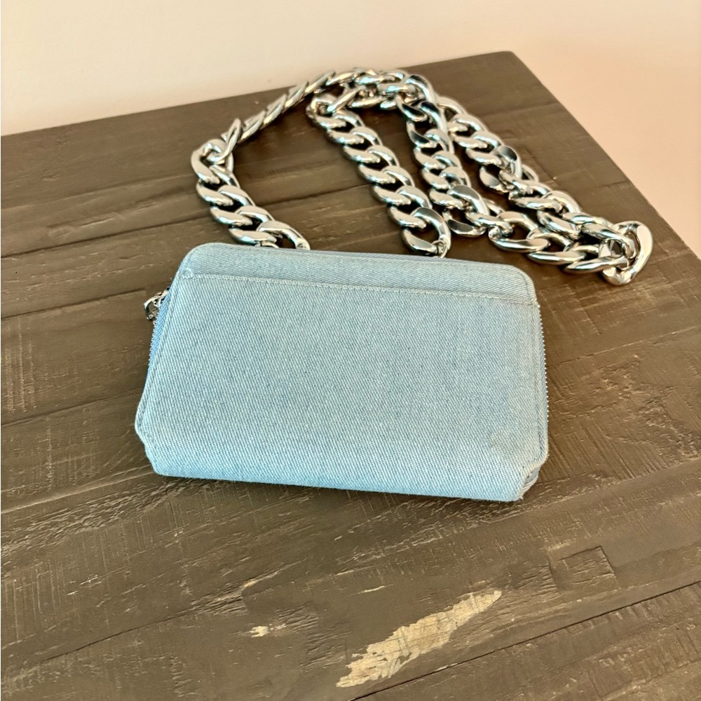 Anthropologie Denim Crossbody Bag w/ Chain Strap